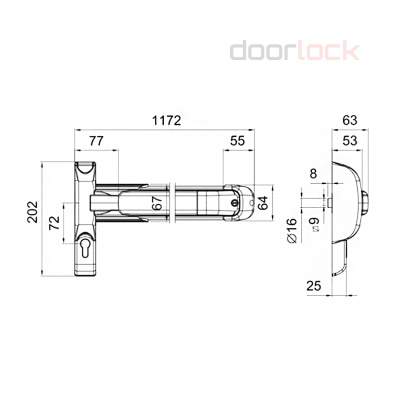 Клавишный механизм системы "антипаника" DL PD910FR-PUSH